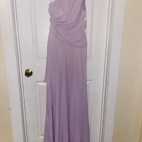 Nwt David's Bridal Women's One Shoulder Mesh Bridesmaid Dress Purple Size 8 - Picture 2 of 5